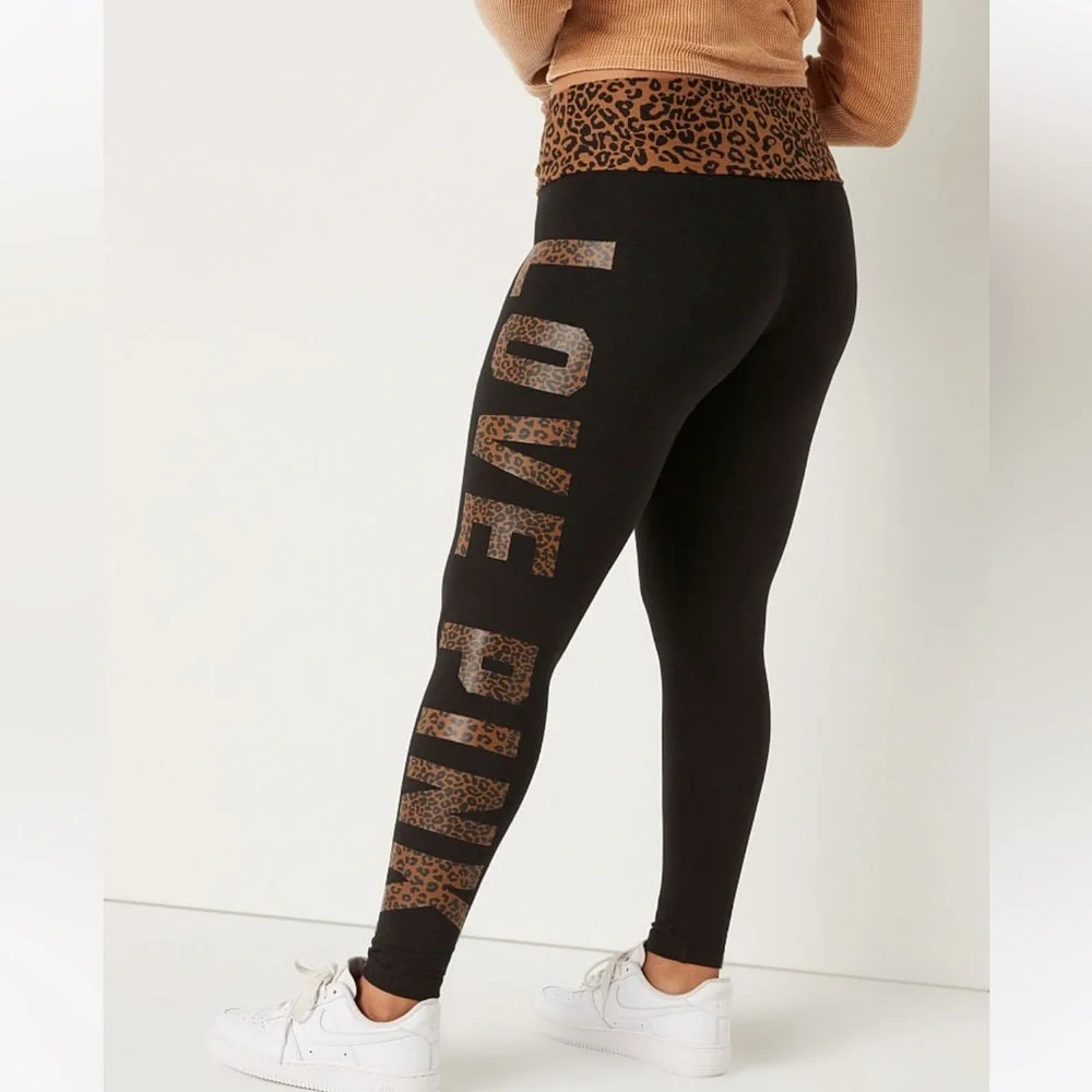 VS PINK Cotton Mid Rise Foldover Leggings Medium - Picture 3 of 8